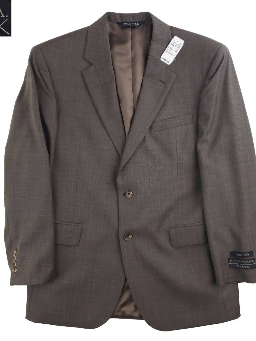 Jos. A. Bank Executive Suit Jacket Blazer Wool Plaid Super 100s Men's 42R NWT
